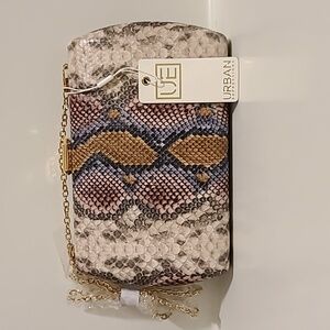 New Urban Expressions faux snake skin hard shell clutch and shoulder bag